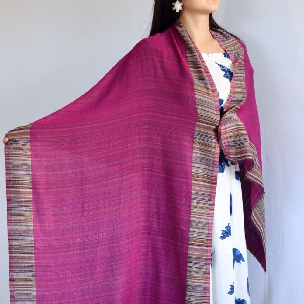 New 100% Cashmere Handmade Doublesided Pashmina Multicolor Striped Shawl Scarf